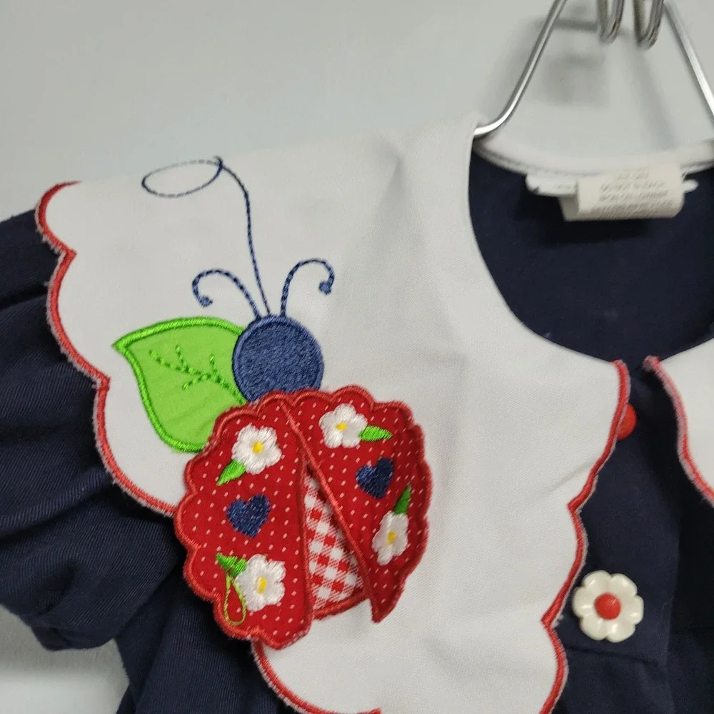 Vintage Bonnie Jean Lady Bug Dress Size 2T Floral